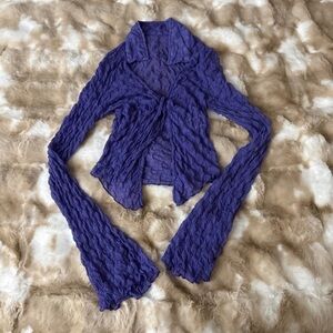 Purple Textured Long Sleeve Top